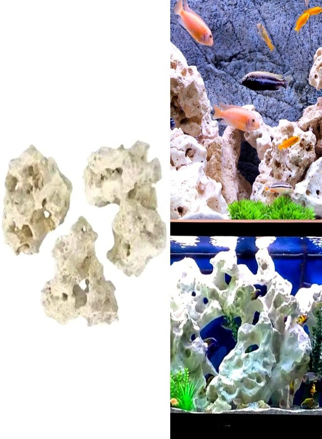 حجر زينة أبيض طبيعي من VAYINATO® لأحواض أسماك الزينة البحرية وأسماك الشيهيليد (3 كجم) من Petzlifeworld - Image 1